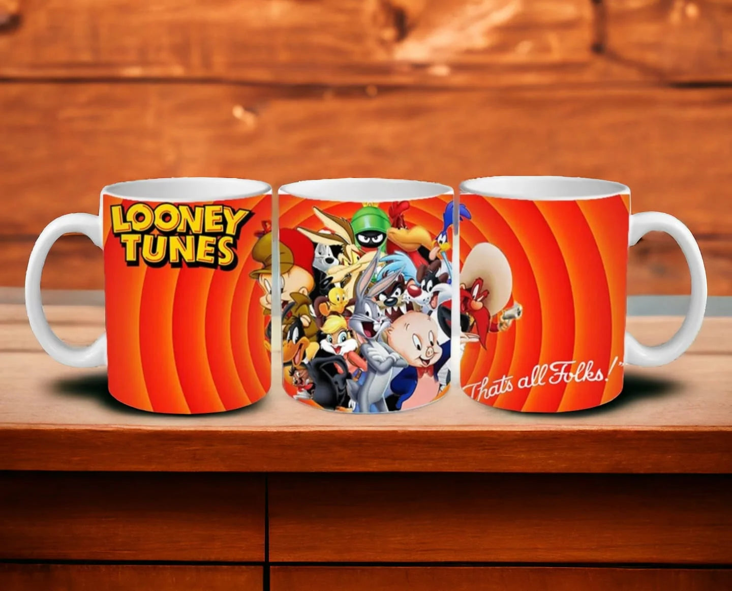 Cana personalizată, Looney Tunes Model 1, Ceramica, Alb, 350 ml