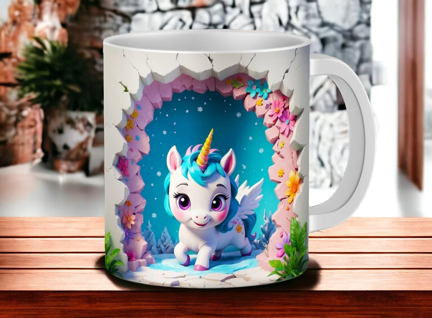 Cana personalizată, Unicorn model 8, Ceramica, Alb, 350 ml