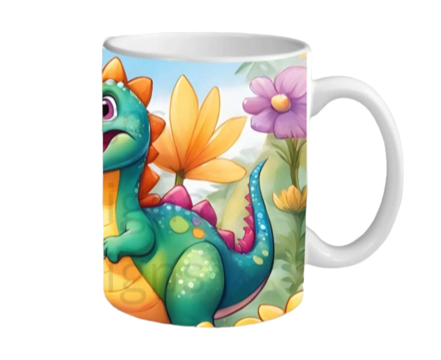 Cana personalizata, Dino model 1, Ceramica, Alb, 350 ml