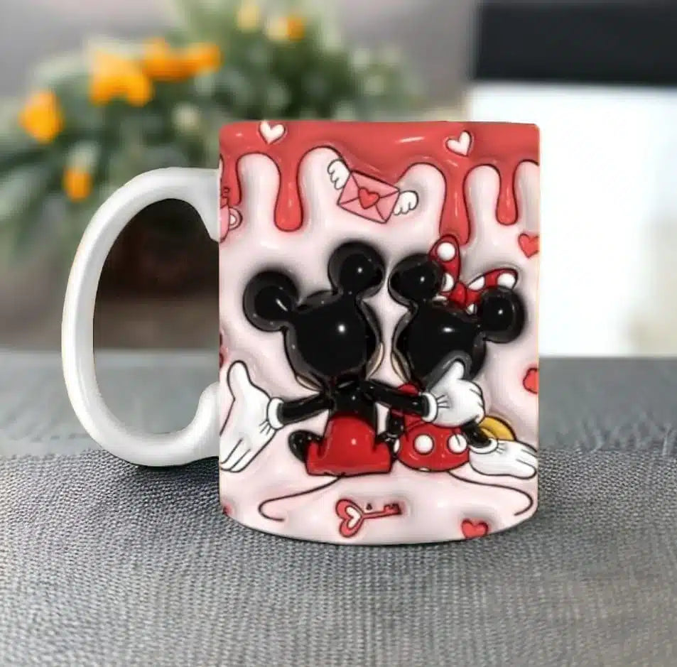 Cana personalizata, Love Mickey and Minnie Mouse Model 2, Ceramica, Alb, 350 ml