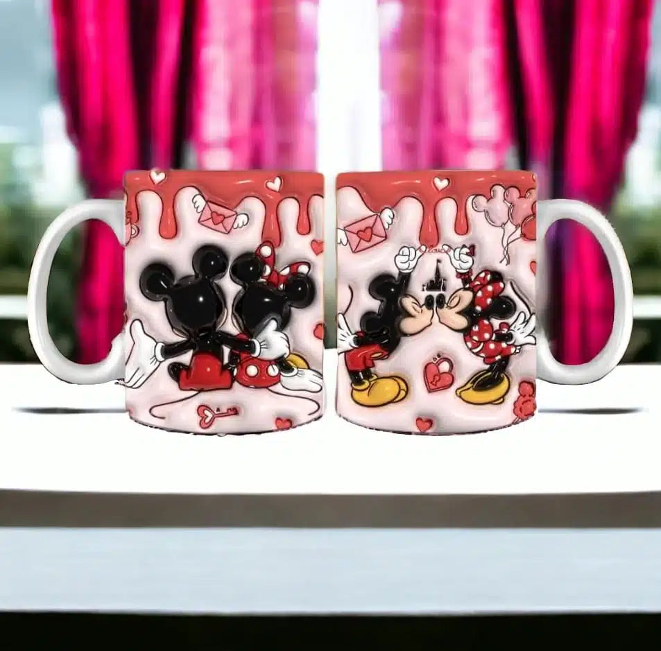 Cana personalizata, Love Mickey and Minnie Mouse Model 2, Ceramica, Alb, 350 ml