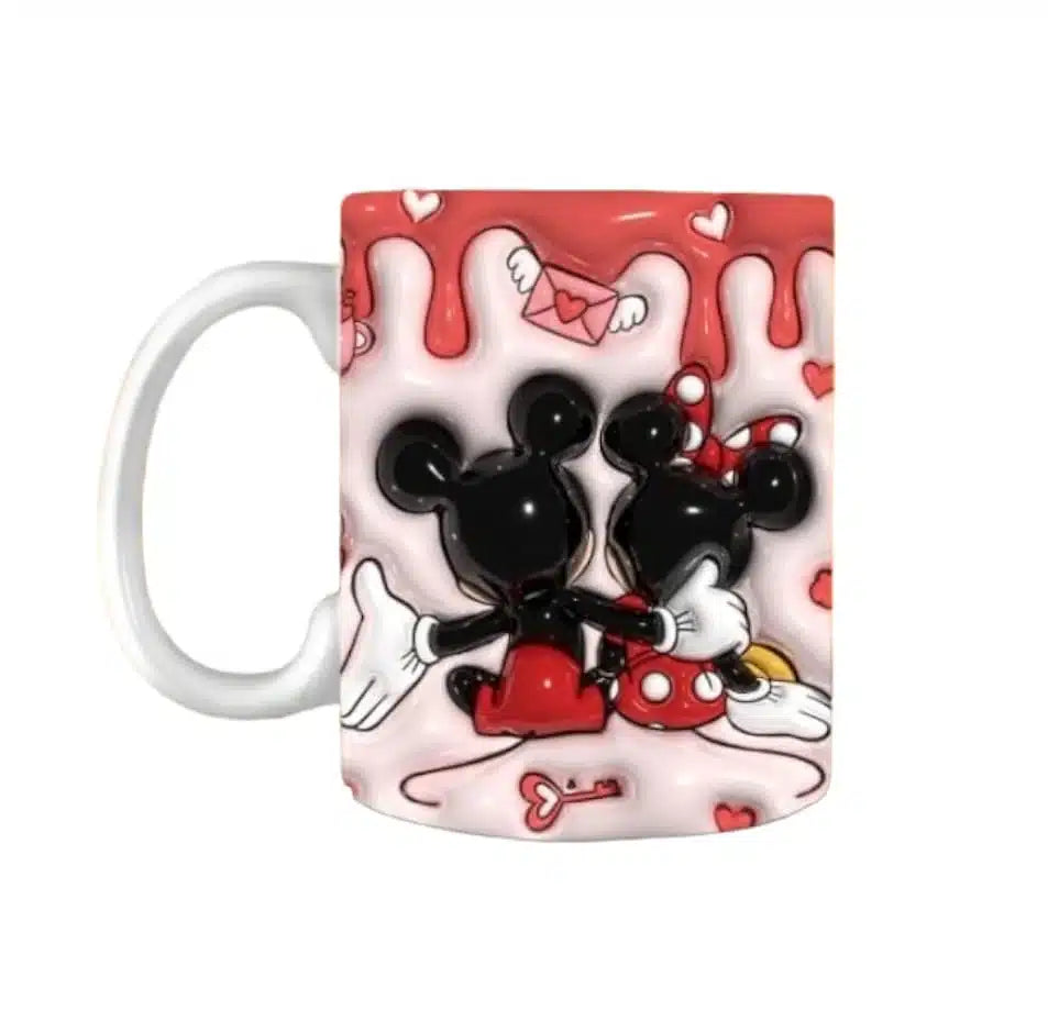 Cana personalizata, Love Mickey and Minnie Mouse Model 2, Ceramica, Alb, 350 ml