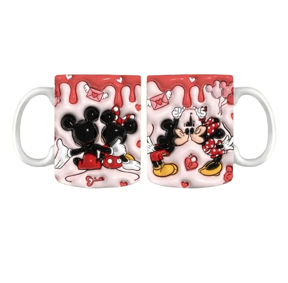 Cana personalizata, Love Mickey and Minnie Mouse Model 2, Ceramica, Alb, 350 ml