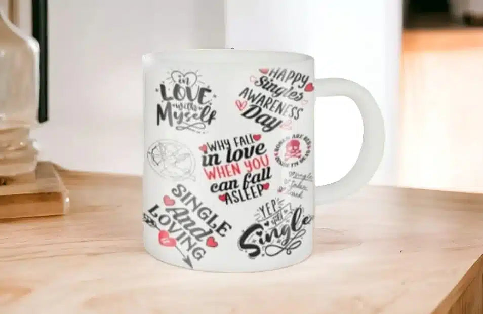 Cana personalizata, Single and Loving, Ceramica, Alb, 350 ml