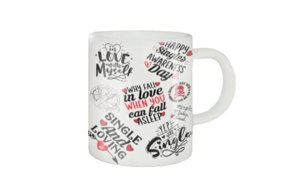 Cana personalizata, Single and Loving, Ceramica, Alb, 350 ml