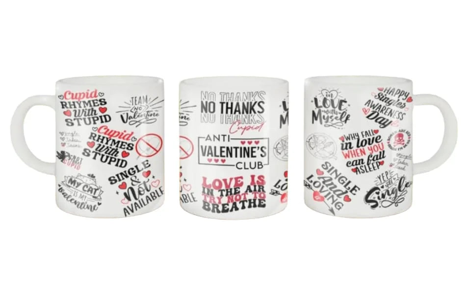 Cana personalizata, Single and Loving, Ceramica, Alb, 350 ml