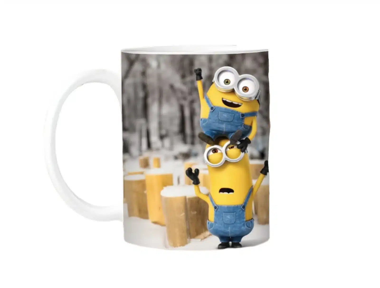 Cana personalizata, Minions Model 2, Ceramica, Alb, 350 ml