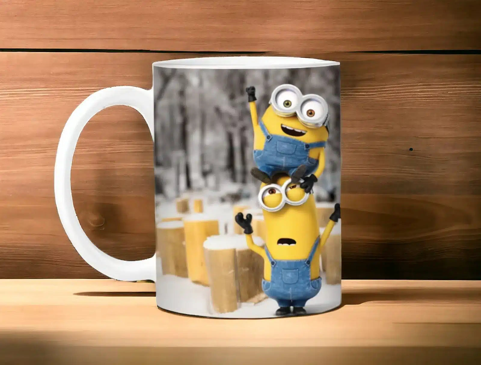 Cana personalizata, Minions Model 2, Ceramica, Alb, 350 ml