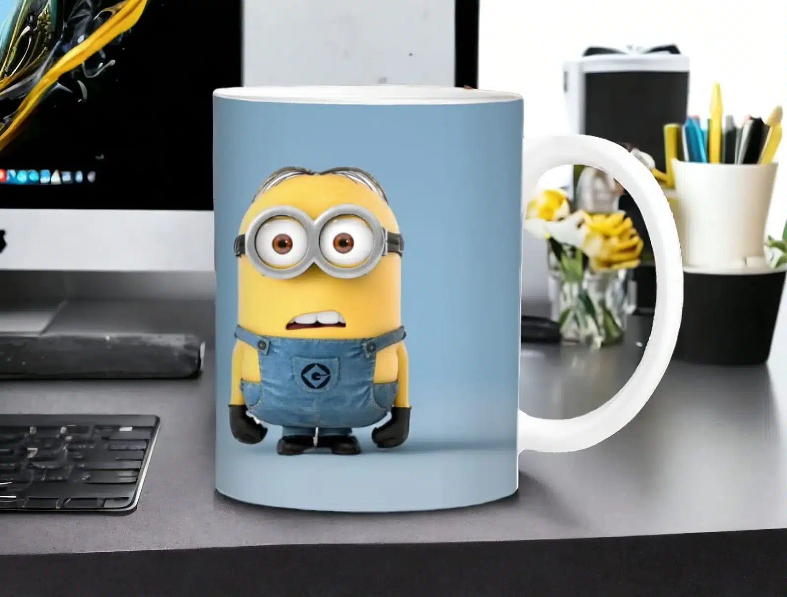 Cana personalizata, Minions Model 1, Ceramica, Alb, 350 ml