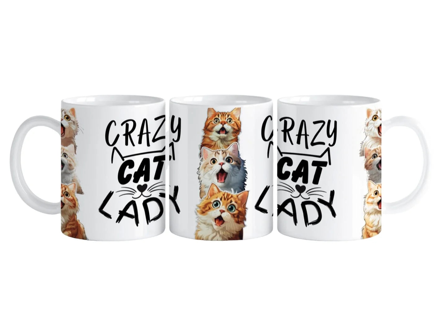 Cana personalizata, Crazy cat lady, Ceramica, Alb, 350 ml