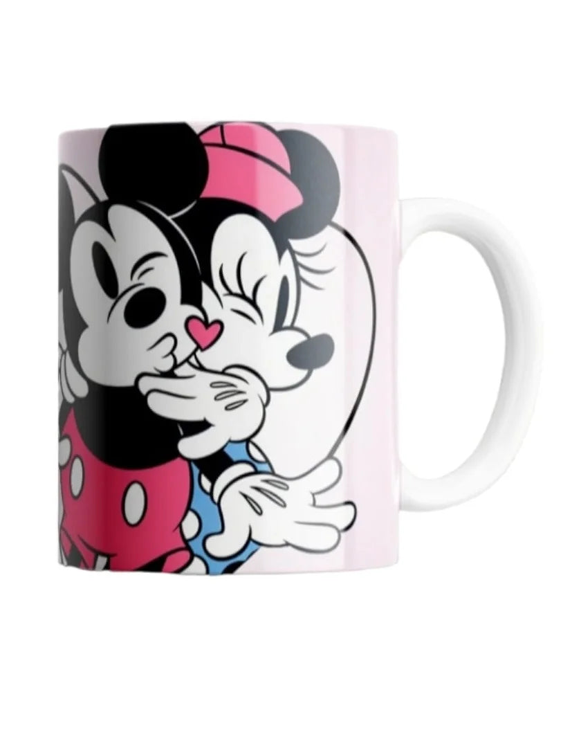 Cana personalizata, Mickey si Minnie Mouse, Ceramica, Alb, 350 ml